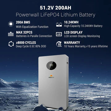 SunGold Powerwall X Lithium Battery 51.2V 200AH SG48200T