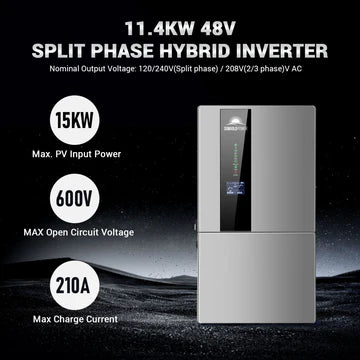 A grey 11.4KW Split Phase Hybrid Inverter