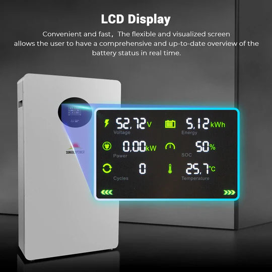 LCD Display of SunGold Powerwall X Lithium Battery