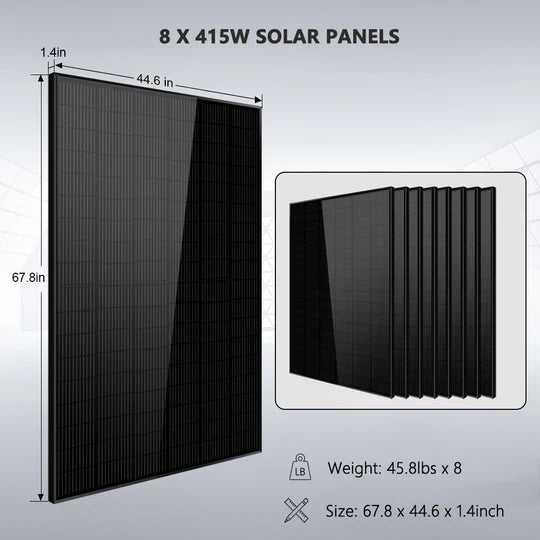 Black solar Panle 8x415W