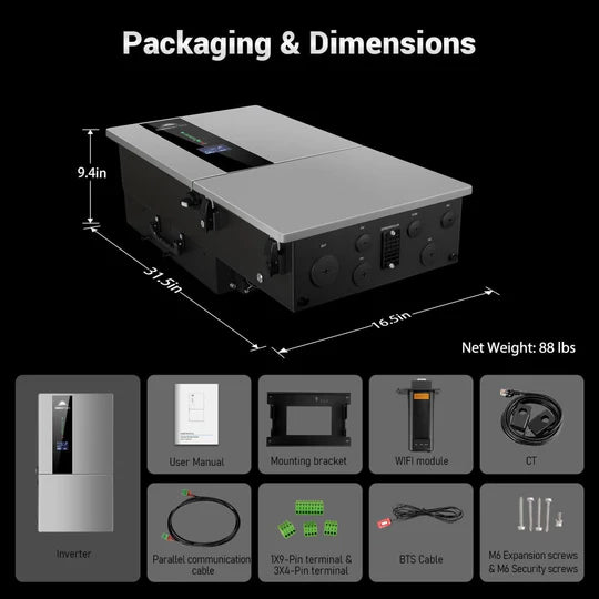 SunGold Split Phase Hybrid Inverter Packaging & Dimensions