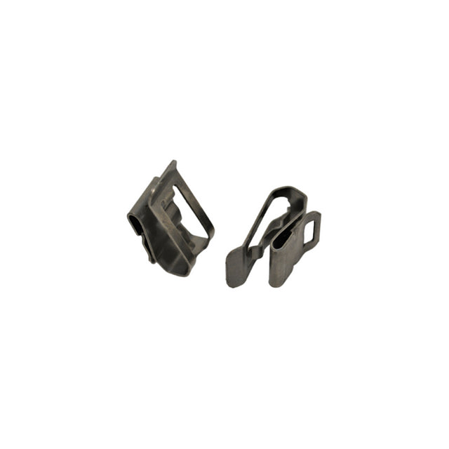 Two black plastic PV 2 Wire Management Clips