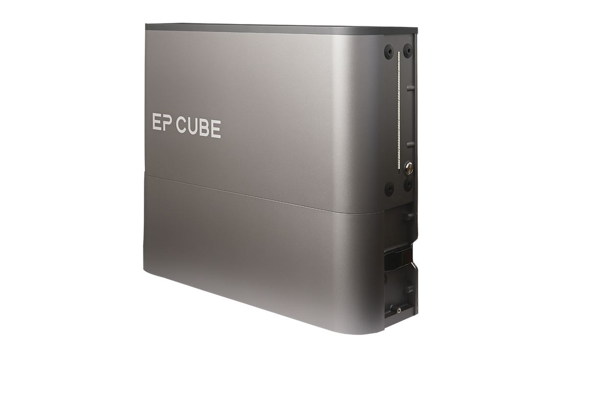 A gray Canadian Solar EP Cube Hybrid Inverter, designed for integrating with modular battery systems.