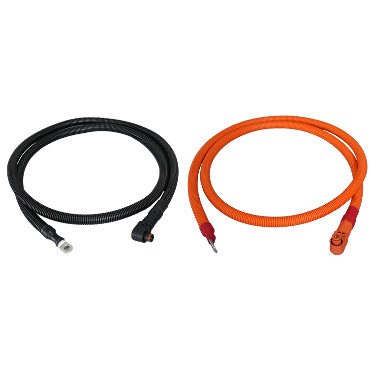 Ruixu Lithi2-16 Battery to Inverter Cables | Black + Orange | 1/0 AWG cables - 3/8" Lug