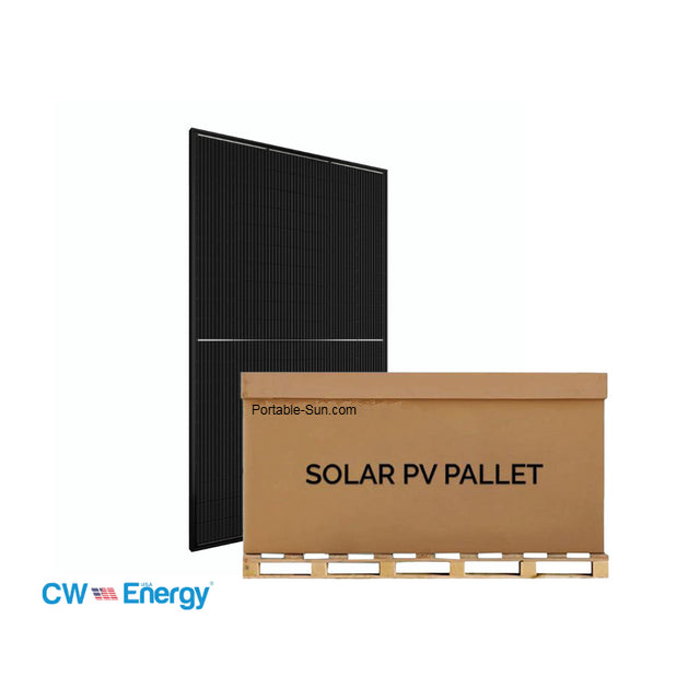 CW Energy 16.5kW pallet with 31 black 550W bifacial solar panels CWT550-144PMB10, up to 715W bifacial gain