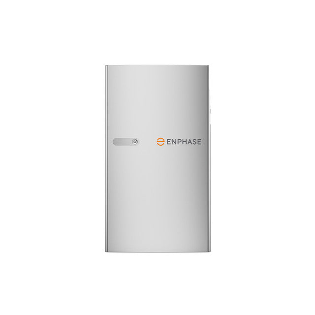 A gray Enphase IQ Battery 5P energy storage unit for homes.