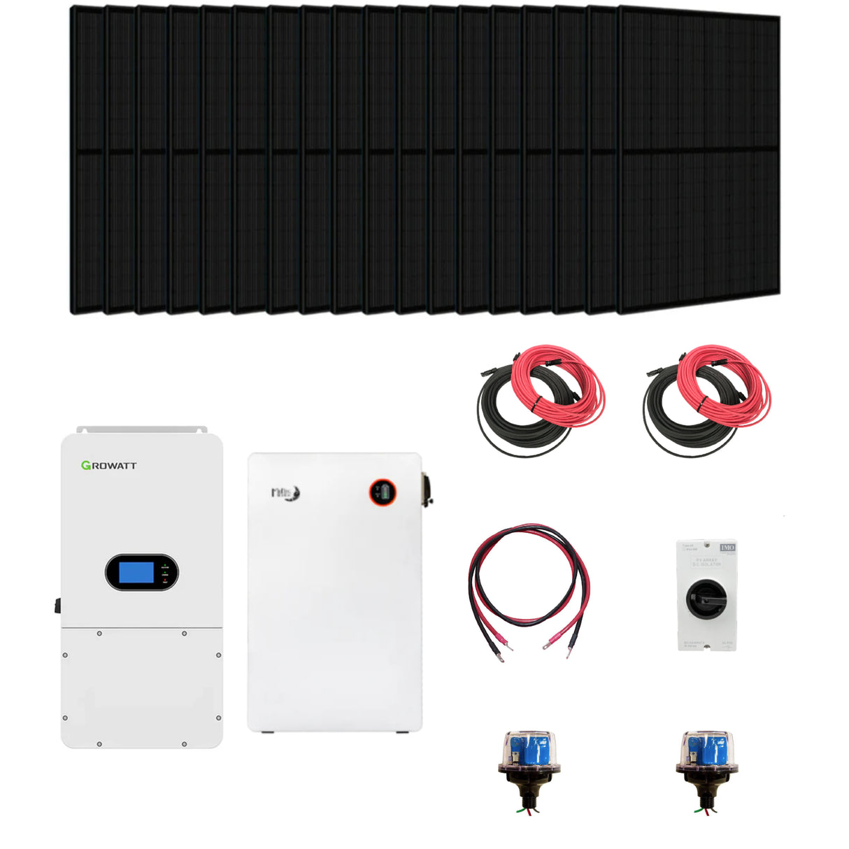 Complete Hybrid Solar Kit | Growatt SPH 10000TL Hybrid Inverter | 15kW PV Input 120/240V 10kW Output | 16.1kWh Midnite Solar Lithium Powerwall | More Than 8000 Watts of Solar PV