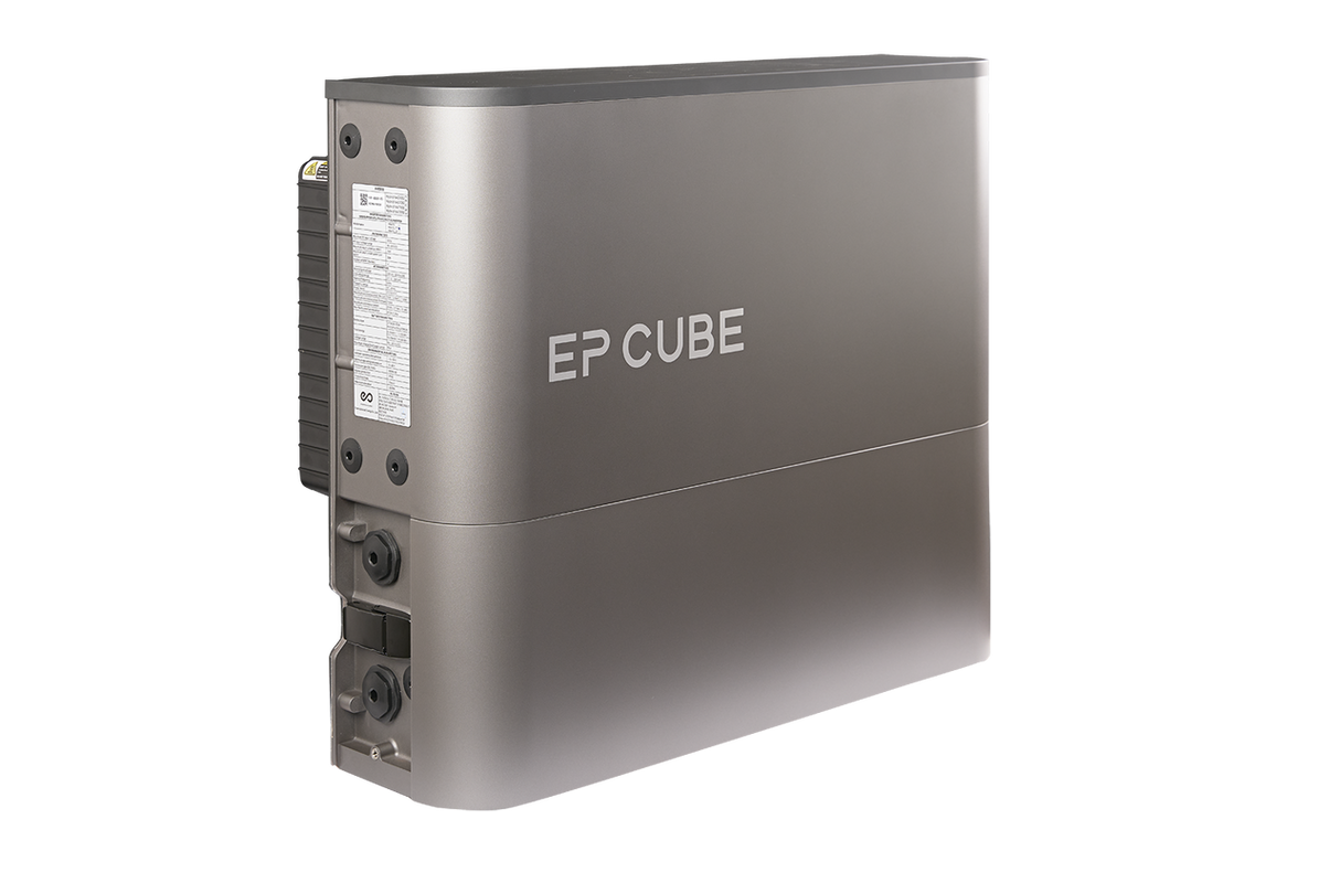 EP Cube hybrid inverter, front housing with EP CUBE logo and wall-mount design