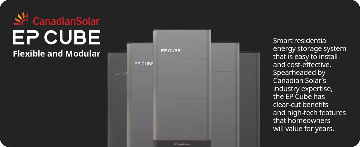 5 Canadian Solar EP Cubes on a black background