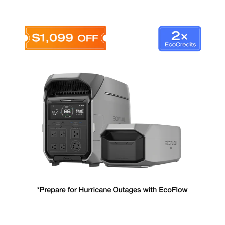EcoFlow DELTA Pro 3 with Extra Battery expansion for doubled portable power capacity.
