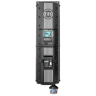 A black MidNite Solar Hawke's Bay 120 Pre-Wired System for solar installations, featuring a digital display and multiple ports.