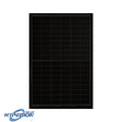 A black Hyperion by Runergy 400W Bifacial Solar Panel, with a grid-like pattern, designed for residential installations and energy solutions.