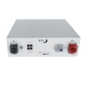 Midnite Solar MNPowerflo5 Lithium Battery with a black and red connector