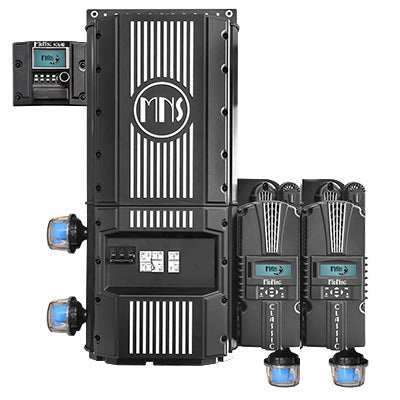 Midnite Solar Rosie 48V Pre-Wired Black Solar Kit with visible components and branding including surge protection devices.