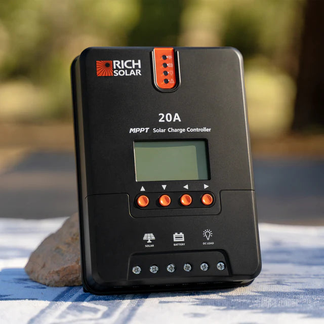 Rich Solar 20 Amp 12V/24V MPPT Solar Controller for RVs, Trailers, Campers, Vans, Boats, Off-Grid