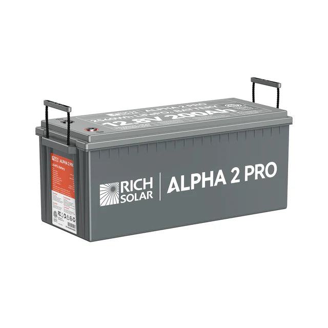 Rich Solar ALPHA 2 PRO | 12V 200Ah LiFePO4 Battery |  Off-Grid, RVs, Boats | 7,000 Lifetime Cycles | 10-Year Warranty | UL1973 Certified | Internal Heating + Bluetooth Monitoring