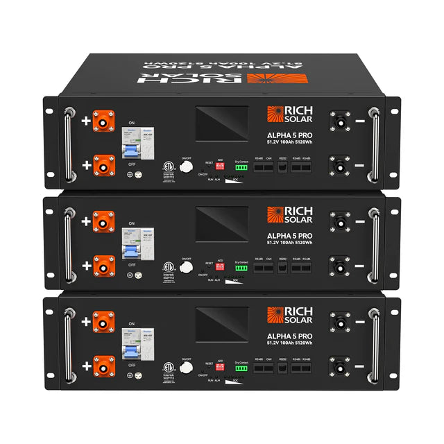 Rich Solar ALPHA 5 PRO | 51.2V 100Ah LiFePO4 Battery |  Residential, Commercial, RVs, Off-Grid | 7,000 Lifetime Cycles | 10-Year Warranty | UL1973 Certified | Bluetooth Monitoring