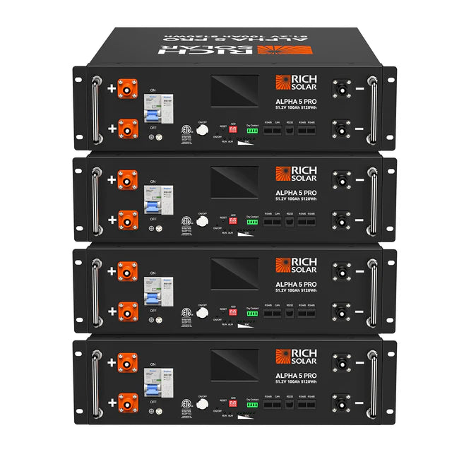 Rich Solar ALPHA 5 PRO | 51.2V 100Ah LiFePO4 Battery |  Residential, Commercial, RVs, Off-Grid | 7,000 Lifetime Cycles | 10-Year Warranty | UL1973 Certified | Bluetooth Monitoring