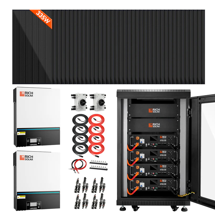 Complete Off-Grid Rich Solar Kit | 16,000W PV Input | 13,000W Output | 48V 120/240V Split Phase + 12,300 Watts of Solar PV