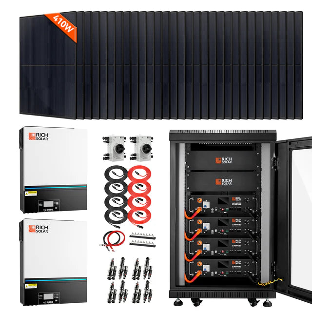 Complete Off-Grid Rich Solar Kit | 16,000W PV Input | 13,000W Output | 48V 120/240V Split Phase + 12,300 Watts of Solar PV