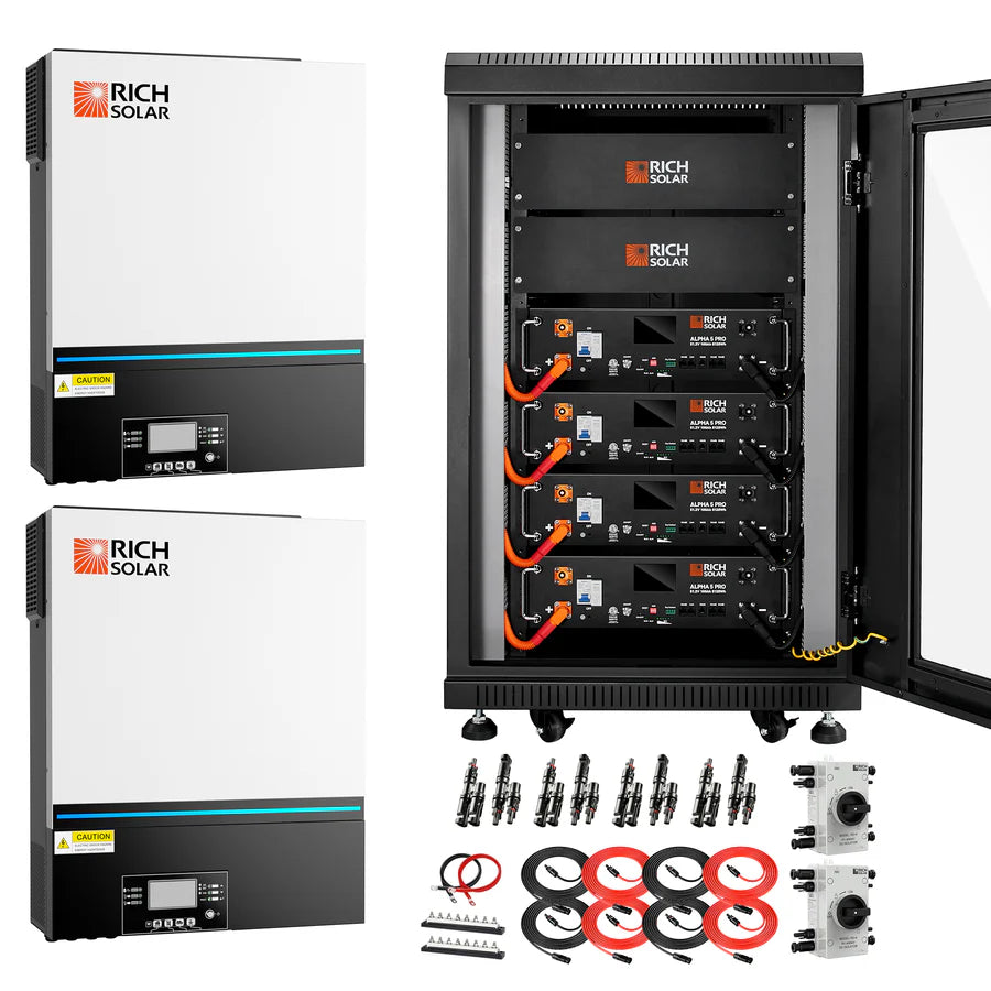 Complete Off-Grid Rich Solar Kit | 16,000W PV Input | 13,000W Output | 48V 120/240V Split Phase + 12,300 Watts of Solar PV