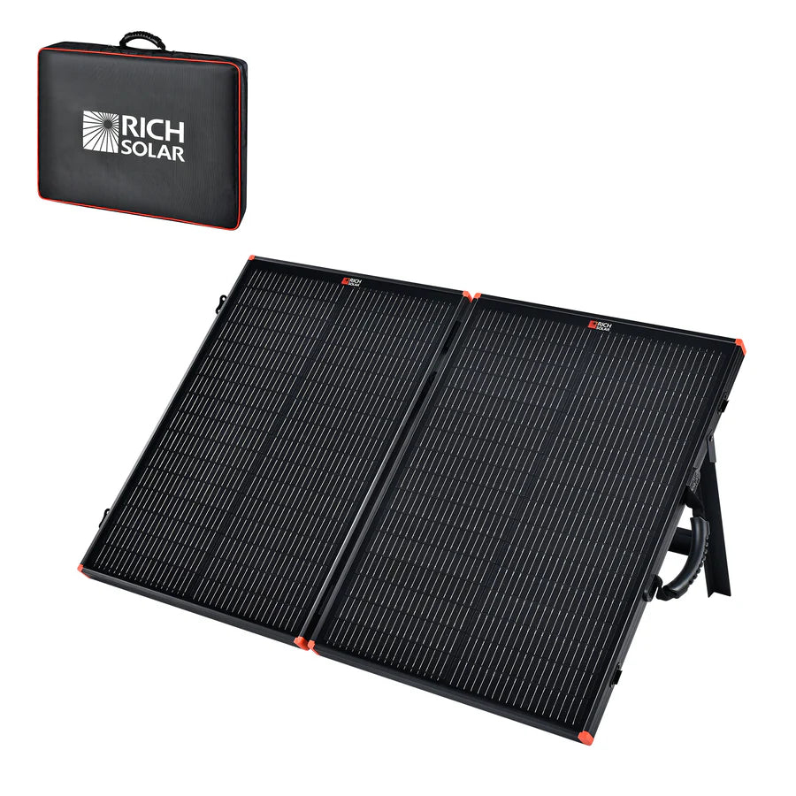 MEGA 100 Portable Briefcase Solar Panel | 12v 100 Watt Portable Solar Panel | High Efficiency | Compatible w/ EcoFlow, Bluetti, Hysolis, & More