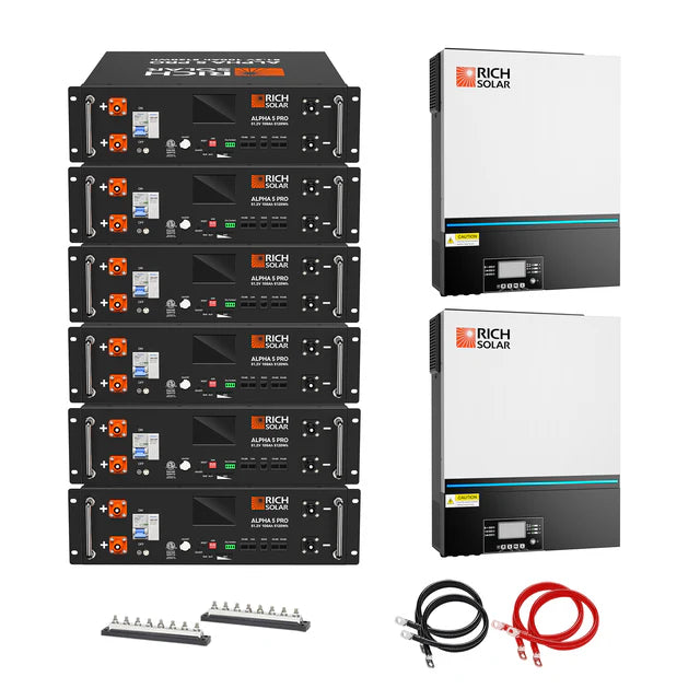 Rich Solar Off-Grid Kit | 13kW 120/240V Output | 30.72kWh EG4 Lithium Iron Phosphate Powerwall