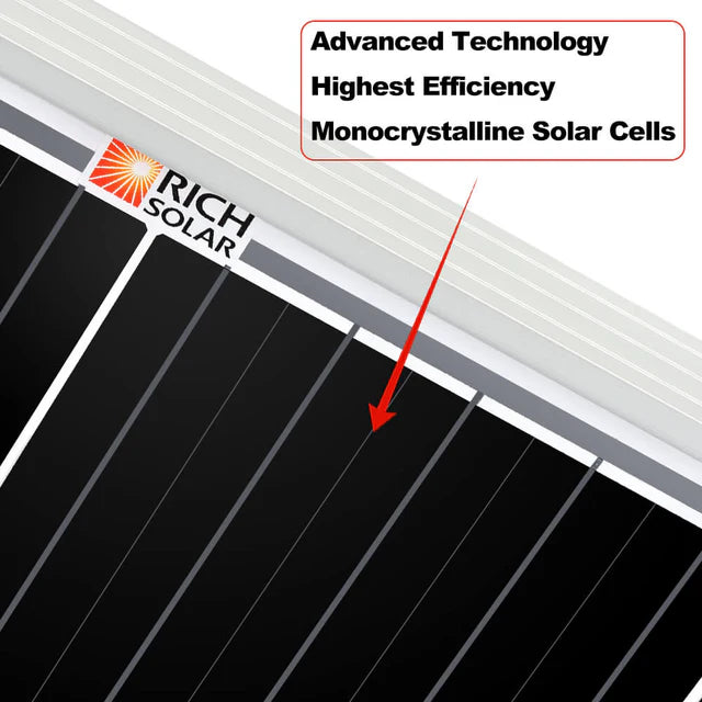 Rich solar MEGA 200 | 200 Watt Solar Panel | 12V Off-Grid Solar Panel for RVs Cabins, Boats | 25-Year Output Warranty
