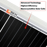 Rich solar MEGA 200 | 200 Watt Solar Panel | 12V Off-Grid Solar Panel for RVs Cabins, Boats | 25-Year Output Warranty