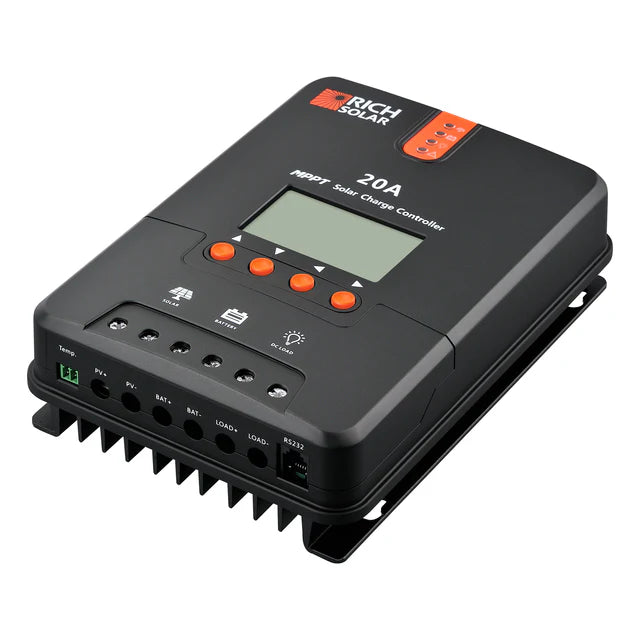 Rich Solar 20 Amp 12V/24V MPPT Solar Controller for RVs, Trailers, Campers, Vans, Boats, Off-Grid