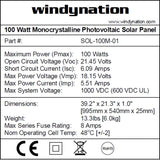Windy Nation 100 Watt 12-Volt Monocrystalline Solar Panel